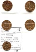 Römisch Deutsches Reich,Haus Habsburg LOTS    LOTS    LOTS 1/2 Soldo 1763; 1 Soldo 1764 H, 1768 G, 1788 K und 1800 H.  LOT 5 Stück.