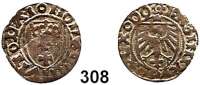 Deutsche Münzen und Medaillen,Danzig, Stadt Kasimir Jagiello 1446 - 1492 Schilling o.J.  1,05 g.  Gum. 458.