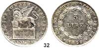 Österreich - Ungarn,Habsburg - Lothringen Revolution 1848 - 1849 5 Lire 1848, Venedig.  Frühwald 1082.  Jl. 272.