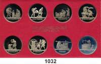 Deutsche Demokratische Republik,K U R S S Ä T Z E  Schadowfries-Satz 1983  Mzz. A.  8 Kupfer-Nickel-Medaillen.  Im Originalrahmen (rot) 