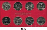 Deutsche Demokratische Republik,K U R S S Ä T Z E  Schadowfries-Satz 1988  Mzz. A.  8 Kupfer-Nickel-Medaillen.  Im Originalrahmen (rot) 