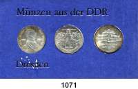 Deutsche Demokratische Republik,Thematische Sätze  Dresden  10 Mark  Carl Maria von Weber, Richard Wagner und Semperoper.  Im Münzrahmen mit Aufschrift 