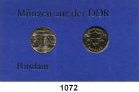 Deutsche Demokratische Republik,Thematische Sätze  Potsdam  5 Mark  Sanssouci und Neues Palais.  Im Münzrahmen (blau) mit Aufschrift 