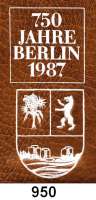 Deutsche Demokratische Republik,  5 Mark 1987.    Münzmappe zur 750 Jahrfeier Berlins    In Kunstlederhülle, diese mit zusätzlichem Wappenaufdruck 