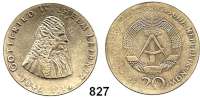 Deutsche Demokratische Republik,  20 Mark 1966.  Leibniz.  Fehlprägung - Umschrift der Rückseite teilweise flau geprägt.