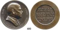 M E D A I L L E N,Personen Stresemann, Gustav Bronzemedaille 1929 (Mayer & Wilhelm, Stuttgart).  Zu seinem Begräbnis.  Brustbild rechts. / Devise im Feld.  51 mm.  47,81 g.