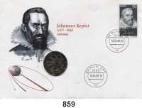 Deutsche Demokratische Republik,  5 Mark 1971.    Kepler.  Im Numisbrief (Poststempel : 16.04.90).