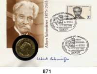 Deutsche Demokratische Republik,  10 Mark 1975.    Schweitzer.  Im Numisbrief (Poststempel : -4.-9.1993).