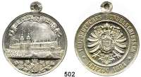 M E D A I L L E N,Schützen Leipzig Zinnmedaille mit Öse 1884 (Lauer/Mayer).  8. Deutsches Bundesschiessen.  Steulmann 3.  Slg. Peltzer 1373.  42,2 mm.  27,2 g.