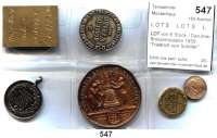 M E D A I L L E N,L O T S     L O T S     L O T S  LOT von 6 Stück.  Darunter Bronzemedaille 1859 