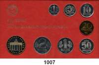 Deutsche Demokratische Republik,K U R S S Ä T Z E  Kurssatz 1984.  1 Pfennig bis 5 Mark Brandenburger Tor.