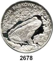 AUSLÄNDISCHE MÜNZEN,Polen Volksrepublik 20 Zlotych 1998.  Kreuzkröte.  Fischer K 015.  Schön 349.  Y. 343.