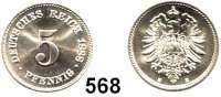R E I C H S M Ü N Z E N,Kleinmünzen  5 Pfennig 1888 E.