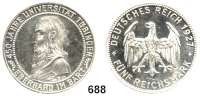 R E I C H S M Ü N Z E N,Weimarer Republik 5 Reichsmark 1927 F.  Tübingen.