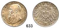 R E I C H S M Ü N Z E N,Sachsen - Meiningen Georg II. 1866 - 1914 2 Mark 1902.  Bart berührt den Perlkreis nicht.