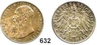 R E I C H S M Ü N Z E N,Sachsen - Meiningen Georg II. 1866 - 1914 2 Mark 1902.  Bart berührt den Perlkreis nicht.