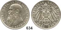 R E I C H S M Ü N Z E N,Sachsen - Meiningen Georg II. 1866 - 1914 3 Mark 1908.