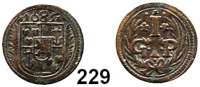 Deutsche Münzen und Medaillen,Bentheim - Tecklenburg - Rheda Johann Adolph 1674 - 1700 1 Pfennig 1685 für die Grafschaft Tecklenburg.  Kennepohl 134.