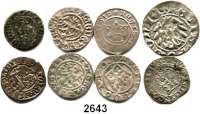 AUSLÄNDISCHE MÜNZEN,Polen LOTS   LOTS   LOTS LOT von 8 Münzen.  Darunter 1/2-Groschen 1509, 1510; Kron-Groschen 1526; Schilling 1583; 1620 Riga.
