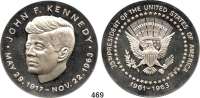 M E D A I L L E N,Personen Kennedy, John F. Silbermedaille 1963 (999,9).  Auf seinen Tod.  Kopf nach links. / US-Präsidentensiegel.  55,2 mm.  70 g.