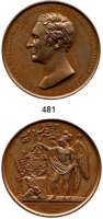 M E D A I L L E N,Personen Wyllich und Lottum, G. F. H. Graf von Bronzemedaille 1834 (F. König bei Loos):  Zu seinem 50jährigen Dienstjubiläum.  Büste links. / Mars beim Bekränzen des Wappens.  50 mm.  80,59 g.  Slg. Marienburg 7804.  Wurzbach 9895.