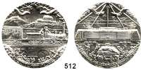 M E D A I L L E N,Eisenbahn  Tschechoslowakei,  Silbermedaille (900) 1989 (Sindelar).  150 Jahre Eisenbahn Breclav (Lundenburg) - Brno (Brünn).  Historischer Zug. / E-Lok.  40 mm.  34 g.  Im Etui.