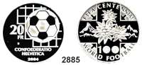 AUSLÄNDISCHE MÜNZEN,Schweiz Eidgenossenschaft 20 Franken 2004.  100 Jahre Internationaler Fußballverband.  Schön 107.  KM 121