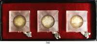 Deutsche Demokratische Republik,Geschenketuis wurden an Mitarbeiter und Gäste vergeben  Etui mit drei Gedenkmünzen (jeweils im Plastikrahmen mit Plombe 