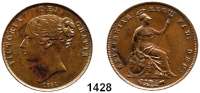 AUSLÄNDISCHE MÜNZEN,Großbritannien Viktoria 1837 - 1901 1 Penny 1851.  