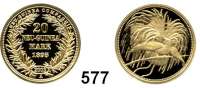Besetzte Gebiete  -  Kolonien  -  Danzig,Deutsch - Neuguinea  Neuprägung (Punze 2003) des 20 Markstückes von 1895 A.  GOLD  Vgl. Jaeger 709.  20 mm.  3,1 Gramm.