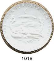 P O R Z E L L A N M Ü N Z E N,Spendenmünzen mit Talerbezeichnung Waldenburg Herbergstaler o.J.(1922) weiß mit Goldrand.  Jugend - Herberge.