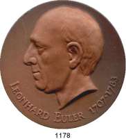 MEDAILLEN AUS PORZELLAN,Moderne Medaillen - Staatliche Porzellanmanufaktur MEISSEN Berlin Braune Medaille 1983 (80 mm).  Akademie der Wissenschaften der DDR - Euler-Komitee.  W. 7118.