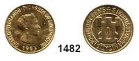AUSLÄNDISCHE MÜNZEN,Luxemburg Charlotte 1919 - 1964 20 Francs-Goldmedaille 1963  (5,8g fein).  1000 Jahrfeier.  KM  M 2b (ohne ESSAI).  GOLD