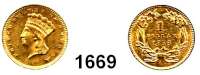 AUSLÄNDISCHE MÜNZEN,U S A  1 Dollar 1856, Philadelphia (1,5 g fein).  Kahnt/Schön 38.  KM 86.  Fb. 94.  GOLD