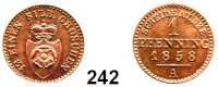 Deutsche Münzen und Medaillen,Lippe Paul Friedrich Emil Leopold 1851 - 1875 1 Pfennig 1858 A.  AKS 20.  Jg. 9.