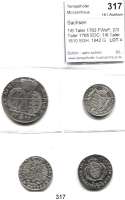 Deutsche Münzen und Medaillen,Sachsen LOTS     LOTS     LOTS 1/6 Taler 1763 FWoF; 2/3 Taler 1765 EDC; 1/6 Taler 1810 SGH; 1842 G.  LOT 4 Stück.