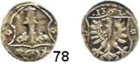 Deutsche Münzen und Medaillen,Brandenburg - Preußen Joachim II. 1535 - 1571 Dreier 1561, Berlin.  0,83 g.  Bahrfeldt 402 a.