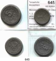 P O R Z E L L A N M Ü N Z E N,Münzen von anderen Deutschen Keramischen Fabriken Charlottenburg 1, 2, 3 und 5 Mark 1921.  grün.  Menzel 4365.  SATZ 4 Stück.