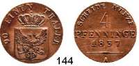 Deutsche Münzen und Medaillen,Preußen, Königreich Friedrich Wilhelm III. 1797 - 1840 4 Pfennig 1837 A.  AKS 32.  Jg. 45.