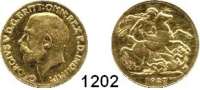 AUSLÄNDISCHE MÜNZEN,Südafrika Georg V. 1910-1936 Sovereign 1927 SA (7,32g fein).  Schön 309.7 (GB).  KM 21.  Fb. 5.  GOLD
