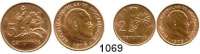 AUSLÄNDISCHE MÜNZEN,Moçambique  2 und 5 Céntimos 1975.  Diese Stücke gelangten wegen der unterbliebenen Währungsumstellung nicht in den Zahlungsverkehr.  Schön 32 und 33.  KM 91 und 92.  LOT 2 Stück.