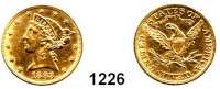 AUSLÄNDISCHE MÜNZEN,U S A  5 Dollars 1883.  (7,52g fein).  Kahnt/Schön 47.  KM 101.  Fb. 143,  GOLD