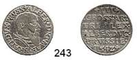 Deutsche Münzen und Medaillen,Preußen, Herzogtum Albrecht von Brandenburg (1511) 1525-1568 3 Gröscher 1542, Königsberg. 2,40 g. Neumann 43.