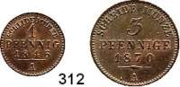 Deutsche Münzen und Medaillen,Schwarzburg - Sondershausen Günther Friedrich Karl II. 1835 - 1880 1 Pfennig 1846 A und 3 Pfennig 1870 A.  AKS 42 und 41.  Jg. 70 und 71.  LOT 2 Stück.