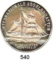 M E D A I L L E N,Schiffsmotive / Schiffsfahrt  Silbermedaille 1991 (Helmut König).  Internationale Segelwoche 1991 in Rostock.  Segelschulschiff 