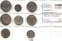 AUSLÄNDISCHE MÜNZEN,Russland LOTS   LOTS   LOTS 5 Kopeken 1874; 10 Kopeken 1864; 15 Kopeken 1862, 1871; 20 Kopeken 1861, 1865; 25 kopeken 1877(2).  LOT 8 Silbermünzen.