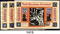 P A P I E R G E L D   -   N O T G E L D,Notgeld der besonderen Art Bielefelder Stoffgeld 500 Mark 1.7.1923.  