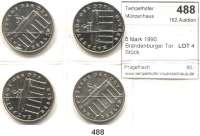 Deutsche Demokratische Republik,  5 Mark 1990.  Brandenburger Tor.  LOT 4 Stück.