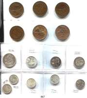 AUSLÄNDISCHE MÜNZEN,Australien L O T S     L O T S     L O T S Half Penny(6); Threepence 1911, 1942, 1947, 1951, 1960; Sixpence 1911, 1919 M, 1963 und Shilling 1914.  LOT 15 Stück.