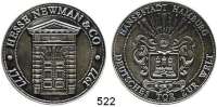 M E D A I L L E N,Städte Hamburg Silbermedaille 1977 (925).  200 Jahre Privatbank Hesse Newmann & Co..  Eingangsportal. / Hamburger Wappen.  40 mm.  25,94 g.